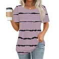 thumbnail image 2 of hotojiny Summer T Shirts for Women Casual Short Sleeve Crewneck Basic Tops Trendy Striped Loose Comfy Blouse, 2 of 5