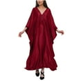 thumbnail image 2 of Women Swimsuit Cover Up V Neck Batwing Sleeve Plus Size Beach Kaftan Dresses Beach Swimwear, 2 of 6