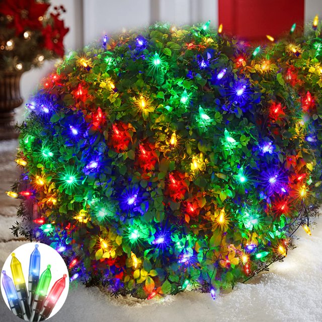 Neumáticos navideños Efunly 100 LED de 1,5 x 1,5 m, 8 modos, resistentes al agua