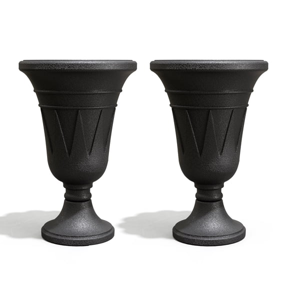 Chiccushion 23.6" Large Urn Planters for Outdoor Plants, Set of 2 Plastic Flower Pot for Wedding Party Bridal Shower Garden Patio Home Decor, Black