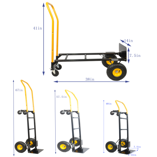 Hi-GARDEN,1-YEAR-WARRANTY,2 in 1, 330 LBS, Heavy Duty,Hand Truck, 2 Wheel Dolly Cart and 4 Wheel Push Cart with Swivel Wheels Platform Cart for Moving/Warehouse/Garden/Grocery