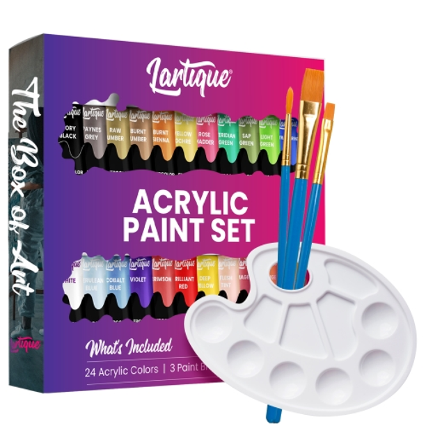 Lartique Acrylic Paint Set for Artists & Beginners, 24 Color Craft