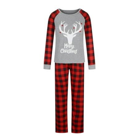 

KBKYBUYZ Christmas Parent-Child Outfit Women Long Sleeve Antler Parent-Child Outfit Printed Housewear Pajama Suit Top+Pants Suit (Mom) Parent-Child Outfit