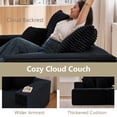 thumbnail image 7 of LUCKHAO 140" L-Shaped Modular Sectional Sofa, No Assembly Required, Corduroy Cloud Deep Seat Couch with Chaise, Black, 5-Seater, for Living Room & Bedroom, 7 of 7