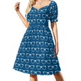 thumbnail image 1 of Vestido de manga corta con patrón de gafas Hipster azul marino vestidos elegantes de tallas grandes vestido de invitado de boda para mujer 2025, 1 of 7