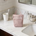 thumbnail image 4 of Pink Polyester Mesh Bath Bag Portable Toiletries Travel Storage With Zipper And Handle For Outdoor Business Trips 10.24X9.06 Inches, 4 of 7