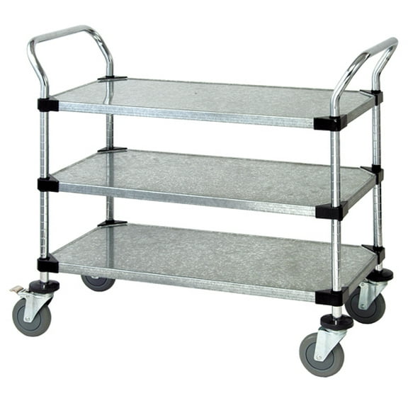 24" Deep x 24" Wide x 39" High 3 Tier Medium Duty Solid Chrome Utility Cart