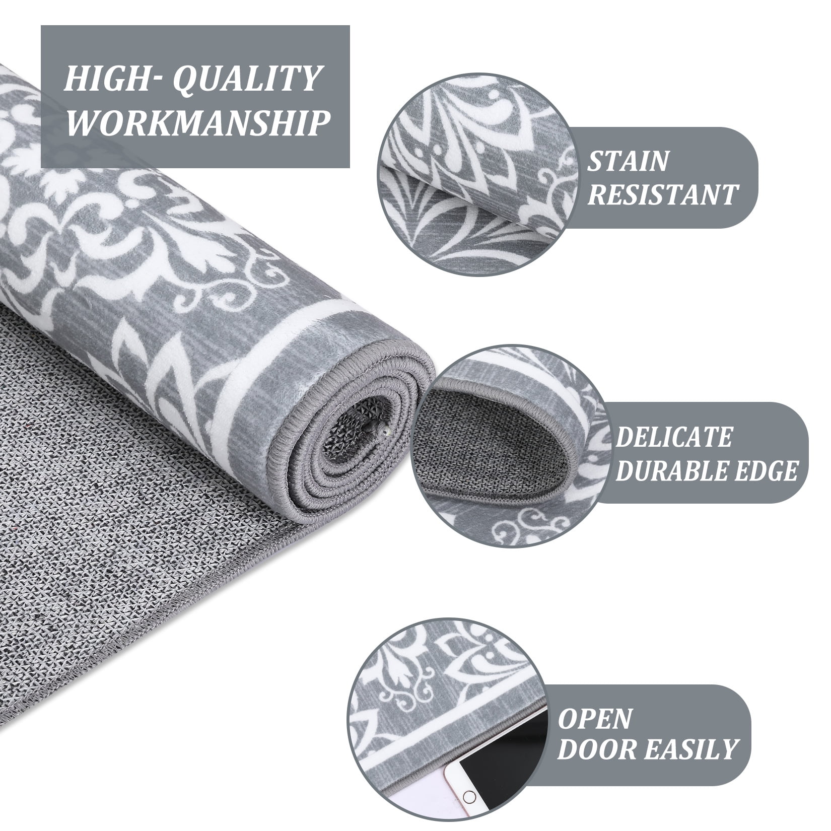 Hasoo 5' x 7' Area Rugs for Living Room Modern Austere European Area Rugs Machine Washable Rugs Bedroom Dining Room Kitchen Carpet Gray