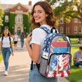 thumbnail image 3 of ZIATUBLES Clear Backpack, Heavy Duty Fabric & PVC Transparent Bookbag with Horse American Flag Print, Large Capacity See Through Backpack for School College Work Travel Security, 3 of 7