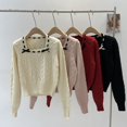 thumbnail image 2 of Suéter de punto para mujer, nueva versión coreana de otoño e invierno, dulce nicho, suelto, corto, de moda, cuello cuadrado, manga larga, ajustado, 2 of 5