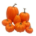 thumbnail image 2 of yuksok 8 Pcs Different Size Artificial Harvest Pumpkins Stackable Halloween Decorations Orange, 2 of 9