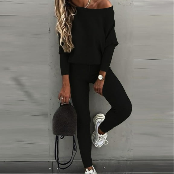 Women's Solid Color Round Neck Sportswear Pullover Fall Winter Casual Set Suits for Women Womens Snowboard Bibs Women Jumpsuit Dressy Pant Set plus Size Snow Bibs Women Attire for Women Women Ski Bib