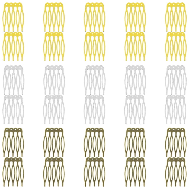 30 Piezas Accesorios para el Cabello de Alambre de Metal: 39x27mm Peines Giratorios de 5 Dientes Peines Laterales Peines para Velo de Boda para Mujer Fabricación de Joyas Decorativas DIY (3 Colores co