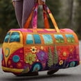 thumbnail image 2 of Hippie Van Quilted Duffle Bag, Boho Travel Weekender Bag with Adjustable Strap, Retro Bus Style for Everyday Travel (18*9*9inch), 2 of 4