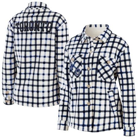Women s WEAR by Erin Andrews Oatmeal Toronto Maple Leafs Plaid Button-Up Shirt Jacket