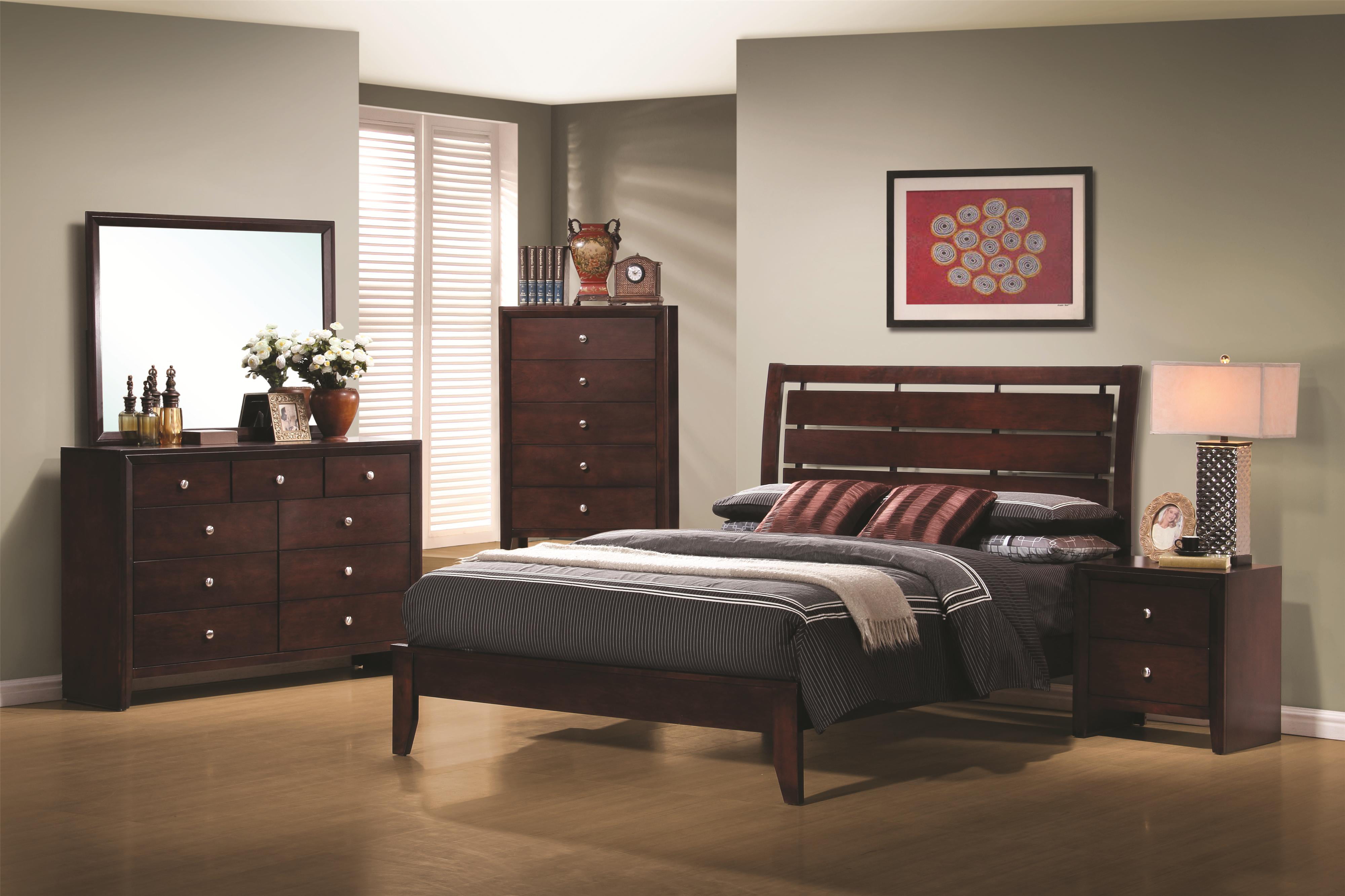 Bedroom Furniture Rich Merlot Wooden Platform Queen Size Bed W Cut