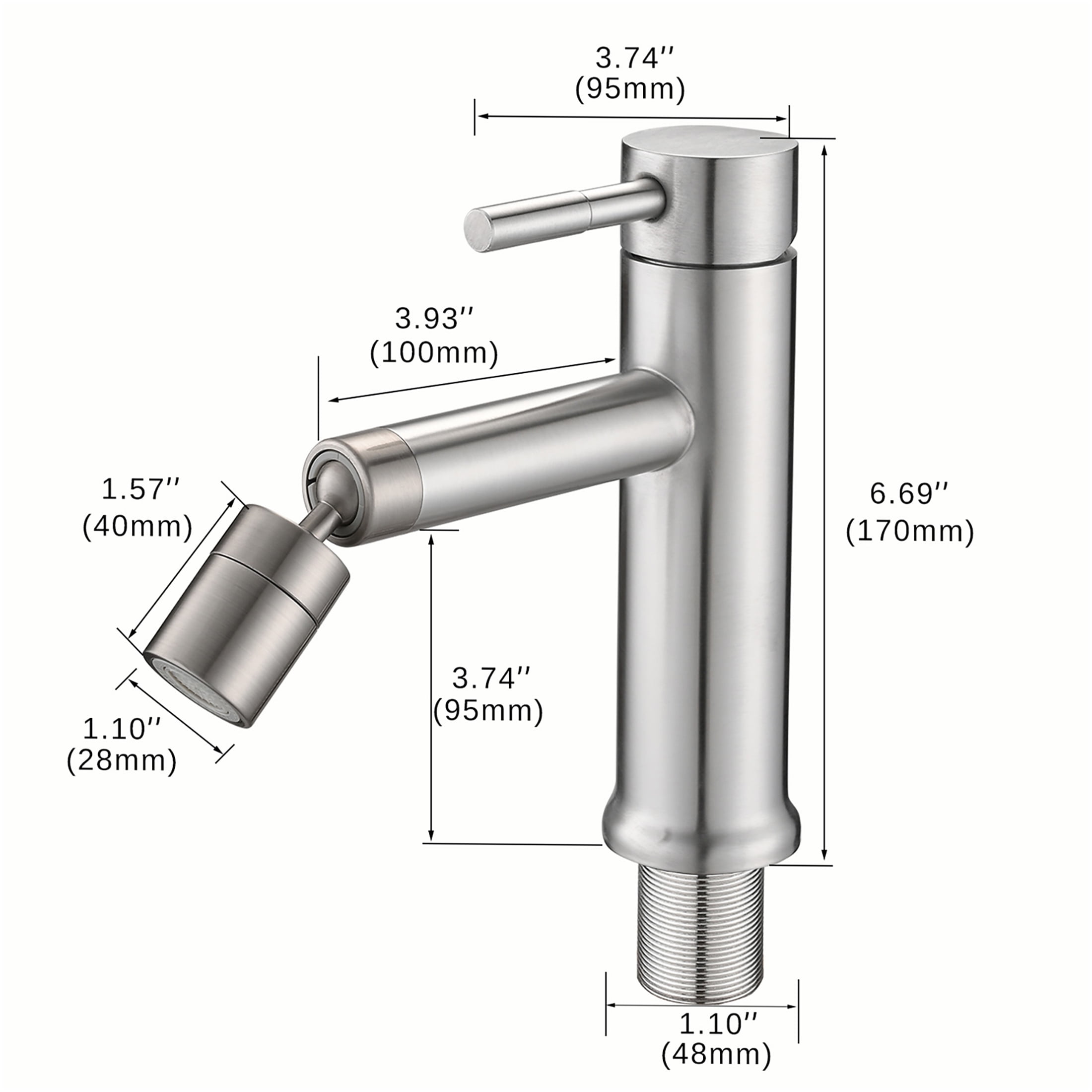 JERFIT Single Handle Bathroom Sink Faucet, Brushed Nickel 1-Hole Deck Mount Vessel Lavatory Faucet with 360° Swivel Spout and 2 Water Flow Modes