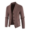 thumbnail image 2 of JTieacloth Knitted Pullover Sweaters Mens Autumn And Winter Fashion Casual Cardigan Button Standing Neck Pocket Long Sleeve Sweater Coat(Brown), 2 of 3