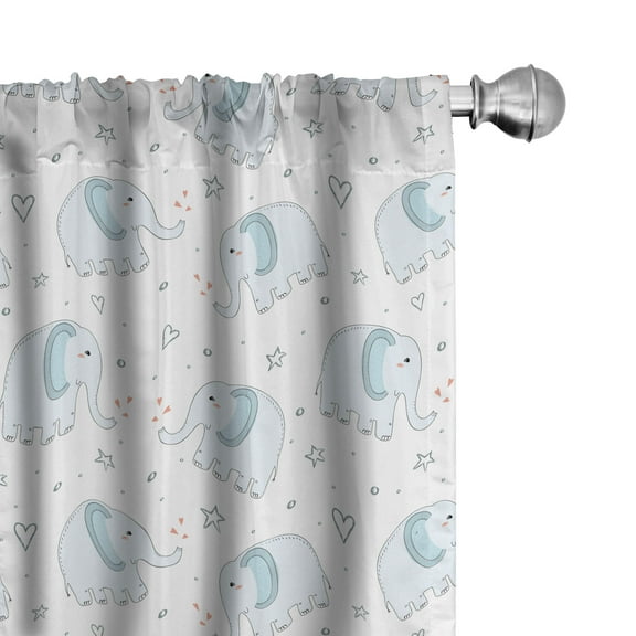 Ambesonne Animal Curtains, Animals Hearts Stars, Pair of 28"x95", Pale Blue Cinnamon White