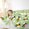 thumbnail image 4 of Homewish Kawaii Bee 3 Pieces Queen Comforter Set for Children Teens,Flower Animal Ultra Soft Bedding Sets,Green Yellow Black Bedding Comforter Set Breathable,Luxury Bedroom Decor,Reversible, 4 of 8