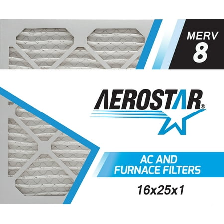 16x25x1 AC and Furnace Air Filter by Aerostar, Model: 16X25X1 M08 - MERV 8, Box of (Best Furnace Filters 16x25x1)
