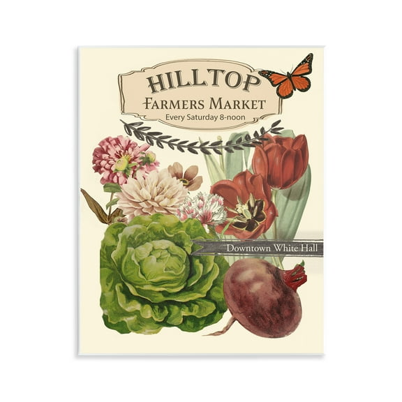 Stupell Industries Rustic Farmers Market Goods Plants & Flowers Painting Unframed Art Print Wall Art, 11 x 14