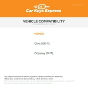 Car Keys Express Honda Simple Key 3 Button Remote and Programming Combo with EZ Installer