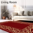 thumbnail image 2 of ODIKA 3'x5' Machine Washable Non-Slip Area Rug, Luxurious Baroque Scroll Entryway Procession Award Ceremony High Traffic Rug with Pad, Red, 601680, 2 of 8