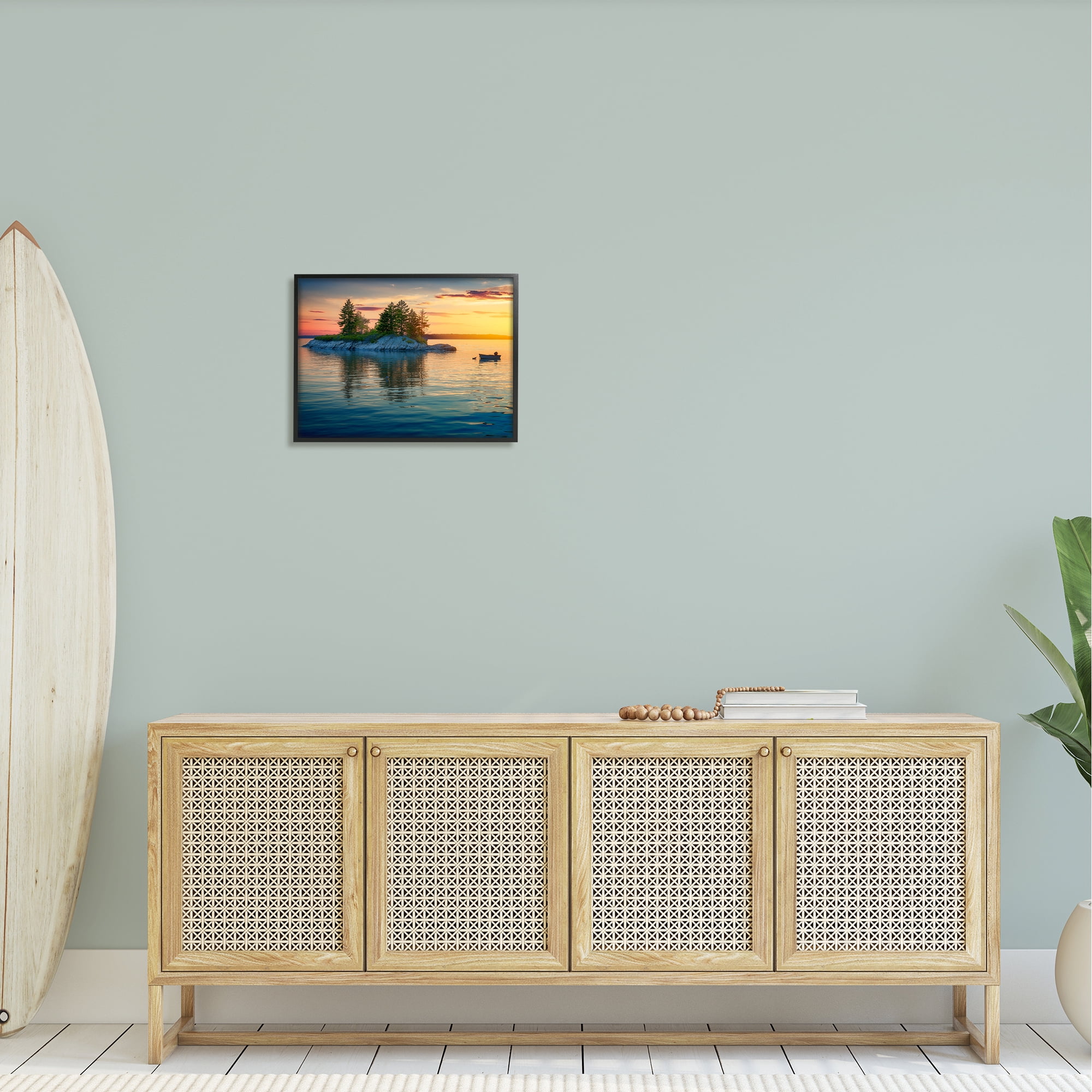 Stupell Sunset Island Horizon Photography Landscape Photography Black Framed Art Print Wall Art