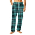 thumbnail image 2 of Havenx Mens Cotton Pajama Pants Plaid Flannel Pajama Bottoms 2025 Big and Tall Sleeping Pants Elastic Waist Wide Leg Soft Sleep & Lounge Pants,Turquoise 2XL, 2 of 6