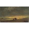 thumbnail image 3 of Hermann Mevius 18x12 Black Modern Framed Museum Art Print Titled - Dutch Lake Coast on Ebb (1852), 3 of 5