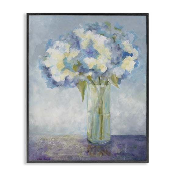 Stupell Industries Traditional Beautiful White Blue Hydrangeas Flower Bouquet Black Framed Giclee Art, 11 x 14, by Doris Charest