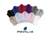 PAVILIA Women Hooded Plush Soft Robe | Fluffy Warm Fleece Sherpa Shaggy Bathrobe (S/M, Light Pink)