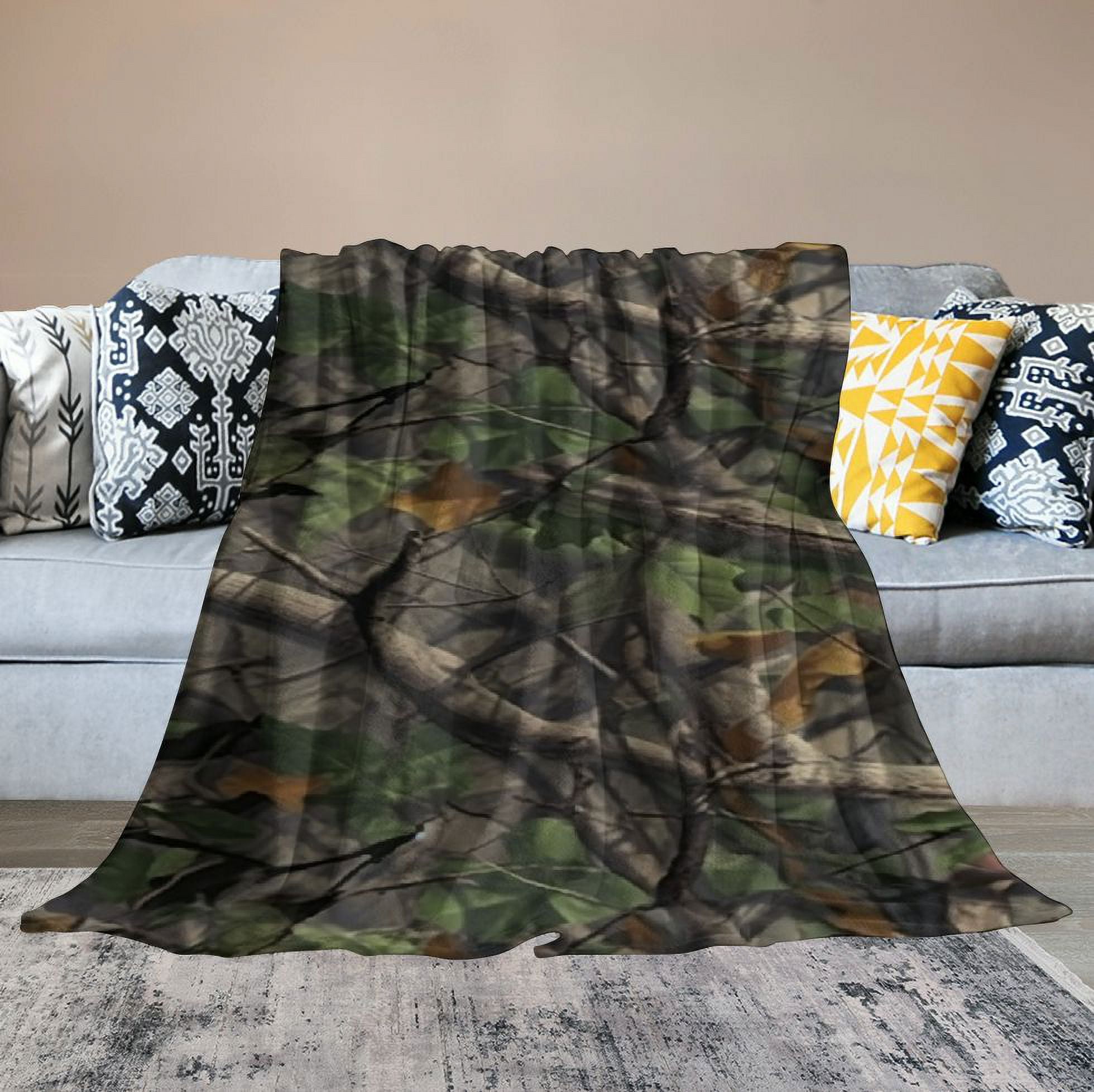 HENGT Camo Hunting Camouflage Forest Throw Blanket Super Soft Warm Bed Blankets for Couch Bedroom Sofa Office Car, All Season Cozy Flannel Plush Blanket for Girls Boys Adults