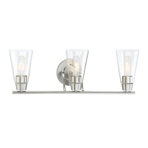 Designers Fountain Echo Satin Platinum 3 Light Bathroom Vanity Light Fixture, 87803-SP