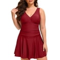 thumbnail image 1 of Riforla Maillot de Bain une Pièce pour Femmes Grande Taille Robe de Bain Modelante avec Design Dos Nu pour une Couverture Conservatrice Maillots de Bain pour Femmes Rouge TTG, 1 of 6