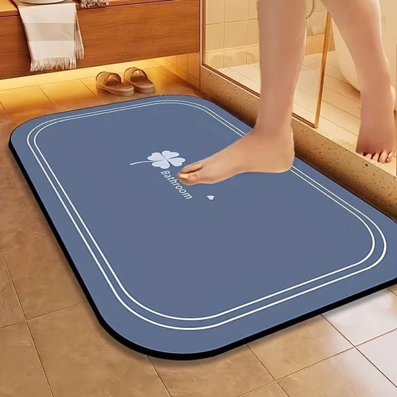 40*60cm Light Blue Diatomite Quick-Dry Bathroom Rug,1pc Quick-Dry Bathroom Mat, Pet Feeding Mat, Super Absorbent Diatomite Floor Mat, Non-Slip Water-Absorbent Floor Mat, Soft Comfortable Bathroom Mat