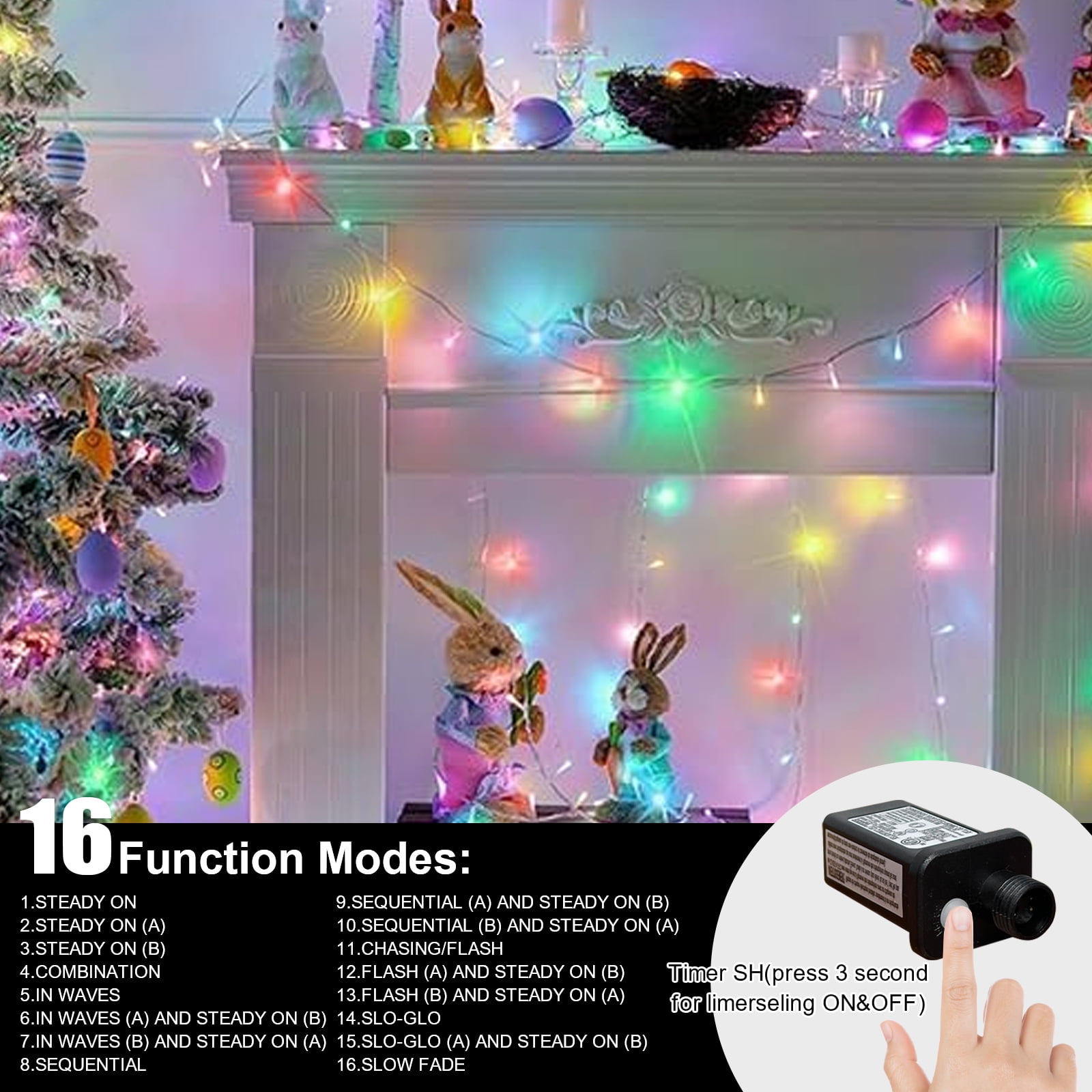 165FT 500 LED String Lights, Pastel Multicolor (Light Green/Warm White/Pink/Light Blue/Purple) Fairy Lights Plug in, 16 Modes Transparent Wire, 3m Power Cord, 29V Low Voltage for Indoor Outdoor Decor