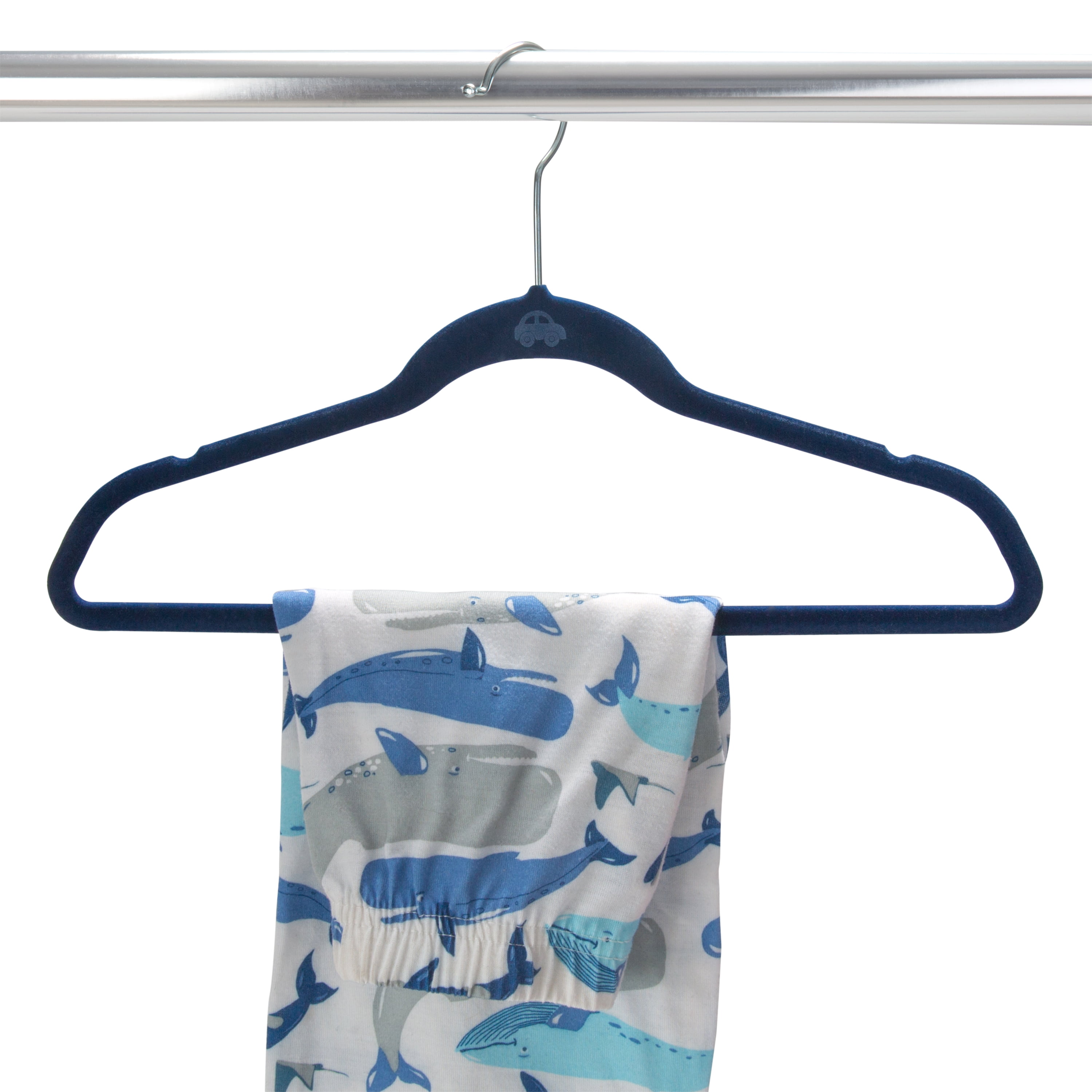 Juvale 24 Pack Baby Clothes Velvet Hangers with Clips Blue Ultra Thin No Slip Kids 12 x 8