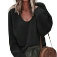 thumbnail image 1 of Unatoiry Lady Long Sweater V-Neck Knitted Clothes Coldproof Tops Solid Pullover, 1 of 5