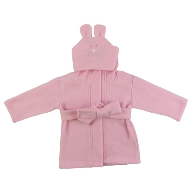 Bambini Fleece Robe With Hoodie Pink