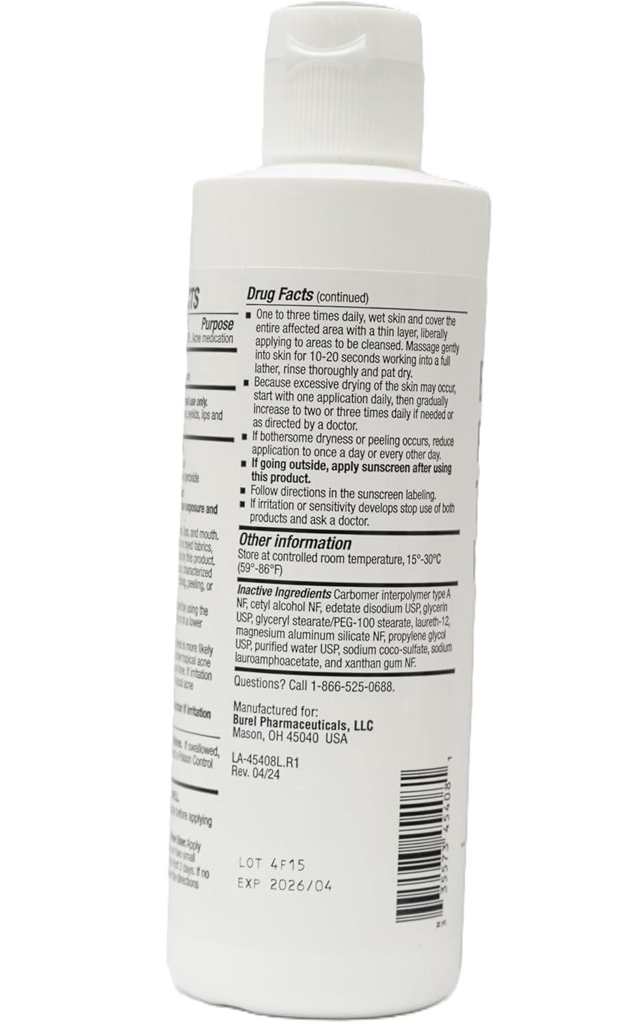 Burelpharma Benzoyl peroxide topical wash 10%