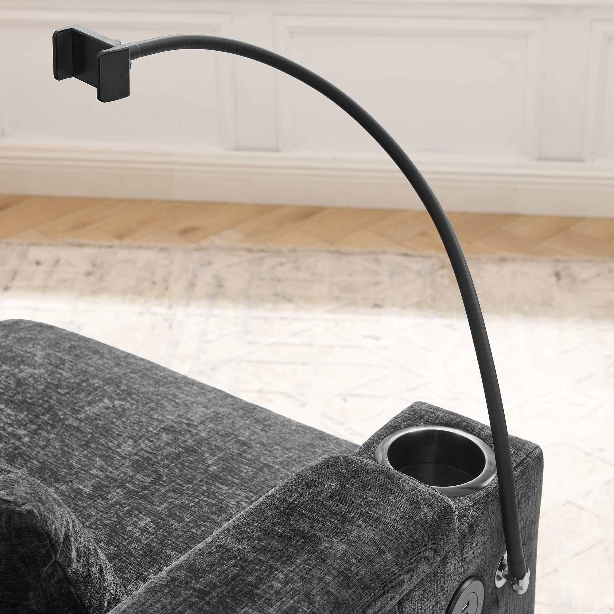 Recliner Chair with Adjustable Backrest, Cup Holders, USB Charging Port, Phone Stand, Arm Storage and Storage Ottoman