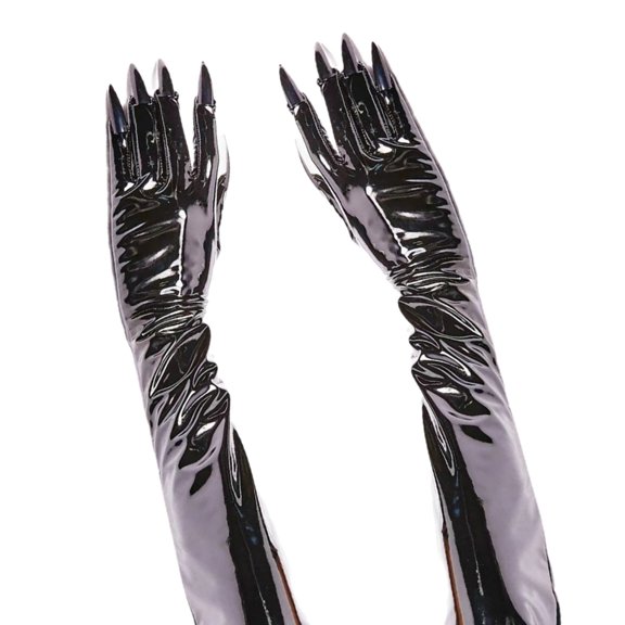 YIGSECU 1pair Long Faux Leather Gloves Elegant Evening Operas Gloves Women Gloves for Parties Weddings and Winter Event