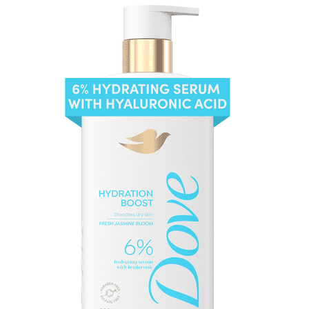 Dove Hydration Boost Body Wash for Women 6% Hydration Serum with Hyaluronic, 18.5 oz
