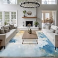 thumbnail image 4 of Blue Yellow Large Area Rug 8x10 FT, Non Slip Living Room Throw Carpet, Modern Vintage Oil Painting Abstract Washable Soft Indoor Outdoor Carpet Non-Shedding Rug for Bedroom Dining Room, 4 of 9