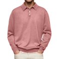 thumbnail image 2 of Mens Polo Shirts Long Sleeve Button Down Collar Casual Golf Shirt Breathable Basic Solid Color Loose Tops, L, 2 of 6