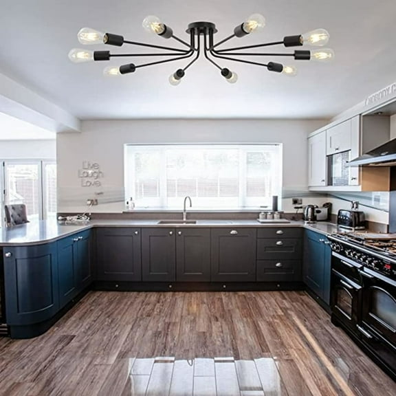 10 Light Modern Sputnik Chandelier - Black