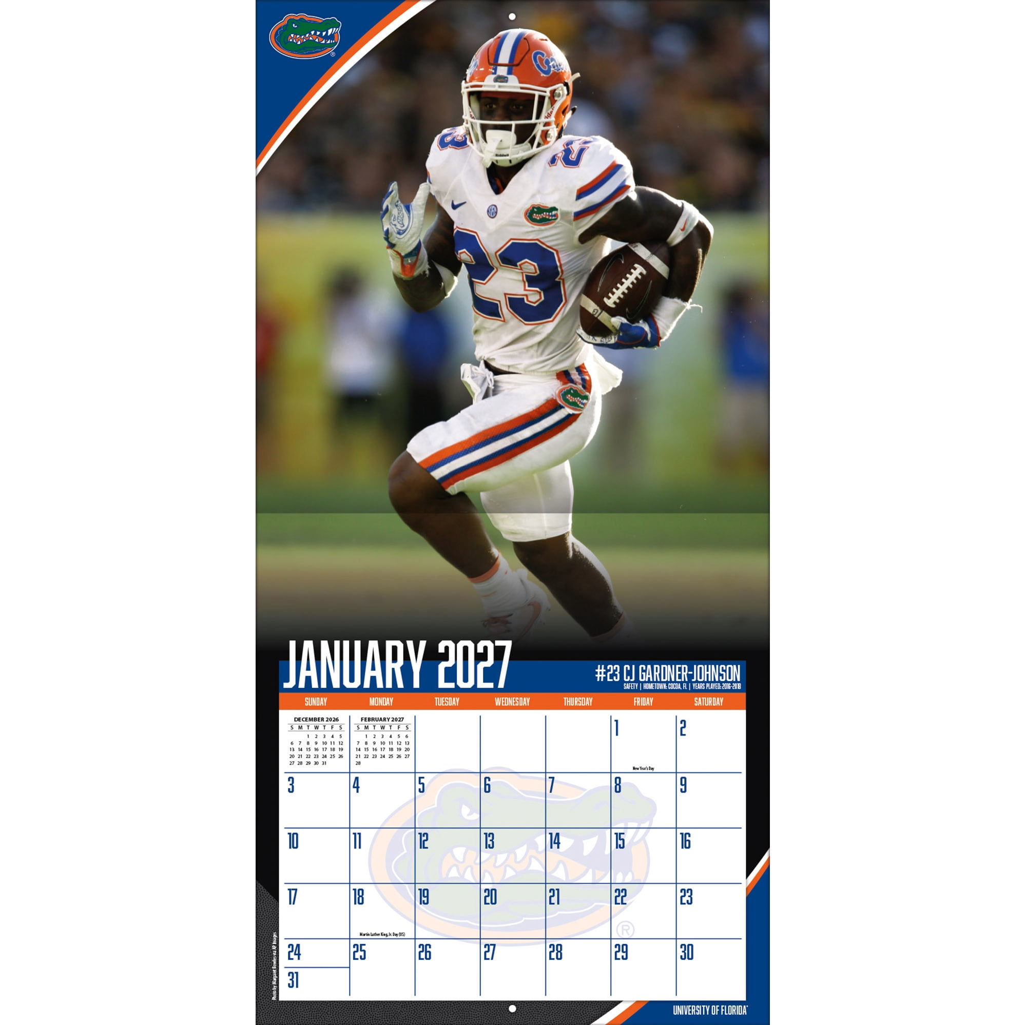 2027 Florida Gators, 12x12 Team Wall Calendar, 12"x12", Multicolor
