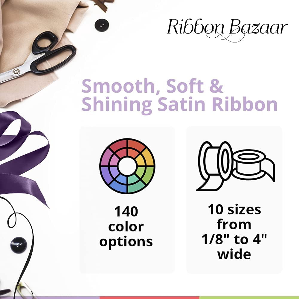 Ribbon Bazaar Double Faced Satin 1-1/2 inch Amethyst 50 yards 100% Polyester Ribbon